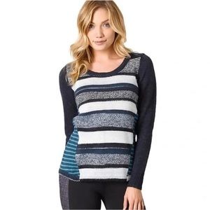 Prana Wool Blend blue Nautical Striped Seffi Sweater Size Large